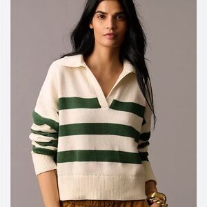 Velvet by Graham & Spencer Green Lucie Cashmere Blend Polo Sweater M Medium